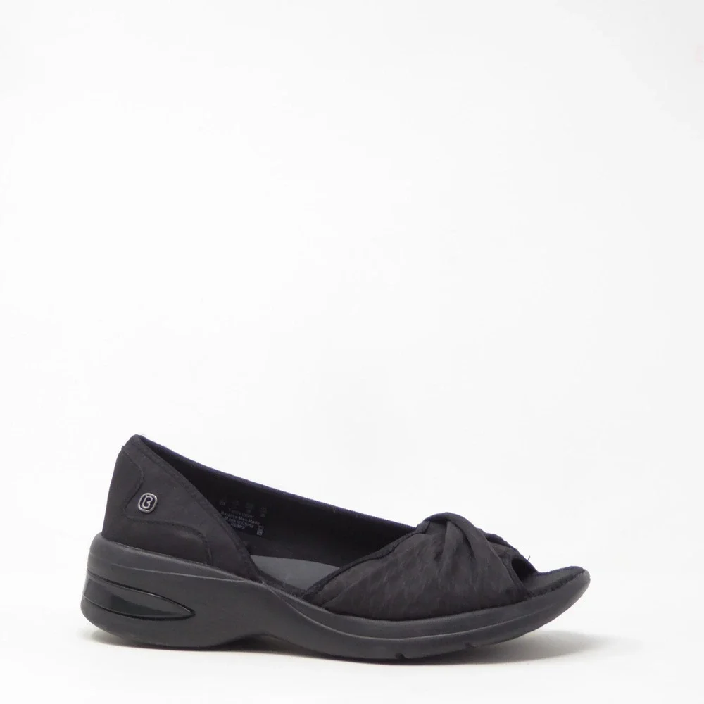 Bzees Womens Remix Sandals Black Fabric Open Toe Wedge 9W